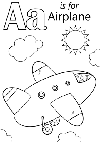 Letter A Is For Airplane Coloring Page